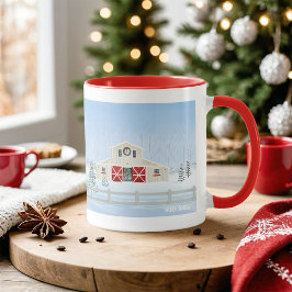 Caneca Portas Vermelhas de Neve Branca de Natal e Inverno
