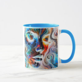 Caneca Portrait abstrait coloré d’un visage féminin.