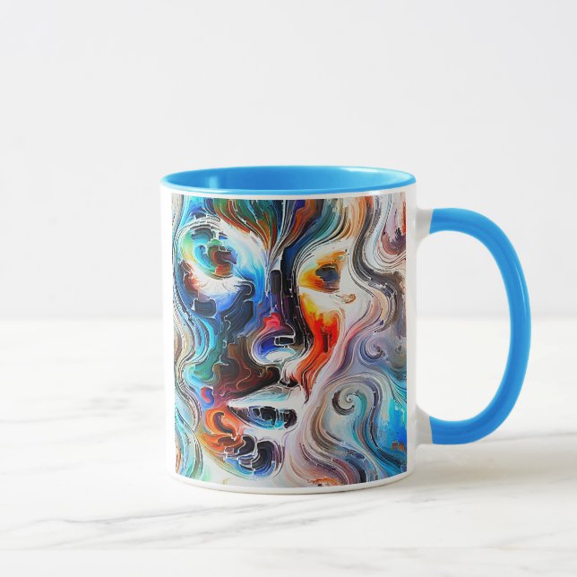 Caneca Portrait abstrait coloré d’un visage féminin. (Direita)