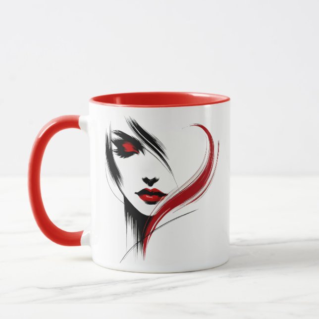 Caneca Portrait du visage d'une femme en paix. (Esquerda)