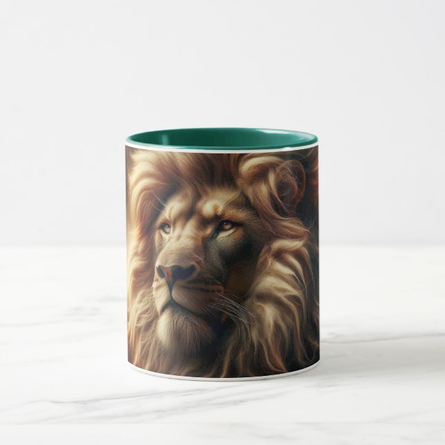 Caneca Portrait d'un lion imposant. (Centro)