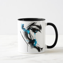 Caneca Portrait d'une Femme Au Regard Envoûtant.
