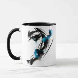 Caneca Portrait d'une Femme Au Regard Envoûtant.