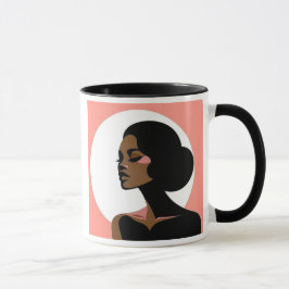 Caneca Portrait féminin minimaliste au style raffiné.