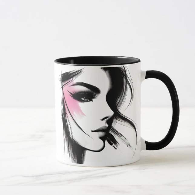 Caneca Portrait noir et blanc d'une jeune fille. (Direita)