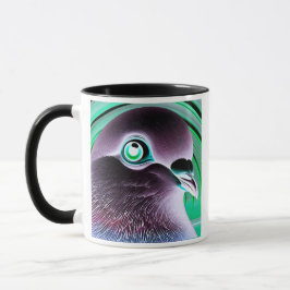 Caneca Portrait original d'un pigeon stylisé.