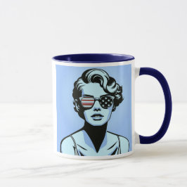 Caneca Portrait stylisé d’une femme rétro.
