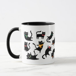 Caneca poses negras de gatos