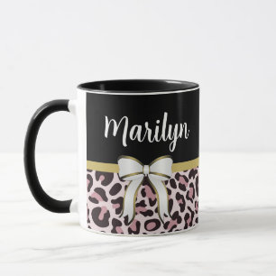 Caneca Posh Garota Rosa Estampa de Leopardo Garota Femini