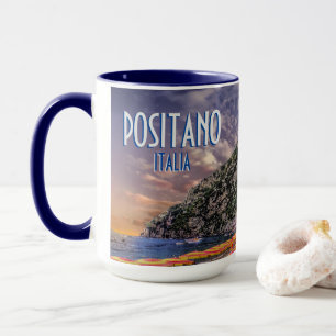 Caneca Positano Itália Amalfi Costa Sunset Viagens vintag