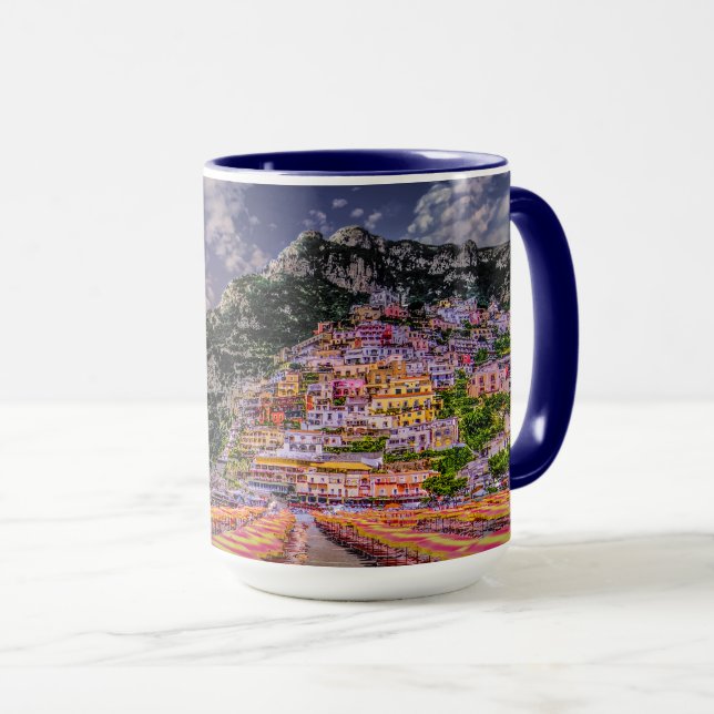 Caneca Positano Itália Sunset Amalfi Coast Viagem (Frente Esquerda)