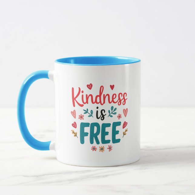 Caneca Positive "Be Kind" Message with Hearts (Esquerda)