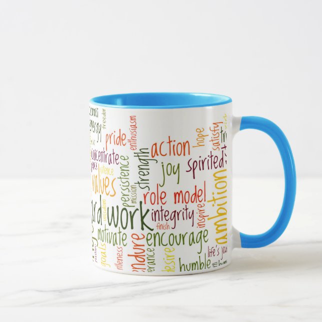 Caneca Positividade inspirador das palavras #2 em cada (Direita)