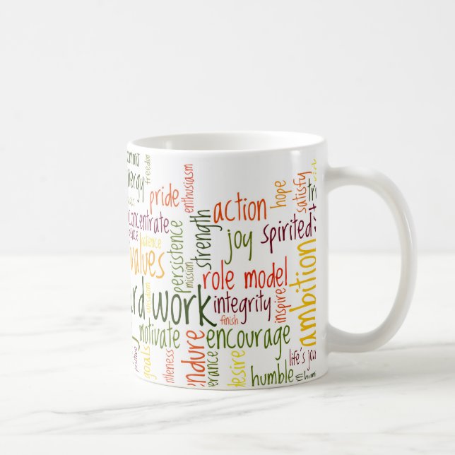 Caneca Positividade inspirador das palavras #2 em cada (Direita)