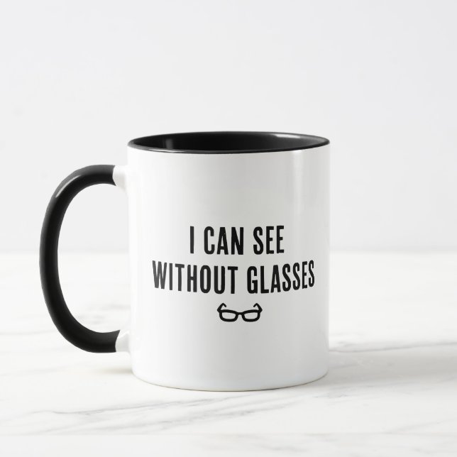 Caneca Posso Ver Sem Óculos - Festa Engraçada De Mentira  (Esquerda)