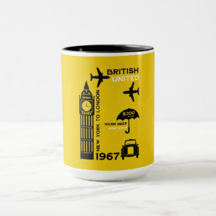 Caneca Poster da linha aérea retrorreflectora nostálgica