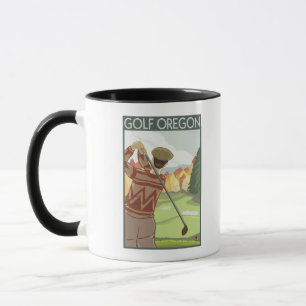 Caneca Poster das viagens vintage da cena de OregonGolf