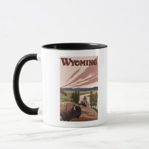 Caneca Poster das viagens vintage do bisonte de
