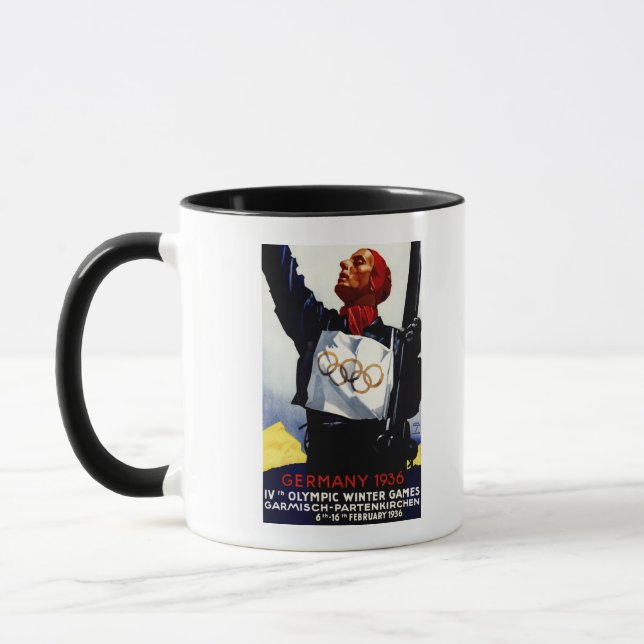 Caneca poster de anúncio dos Jogos de inverno da Olimpiad (Esquerda)
