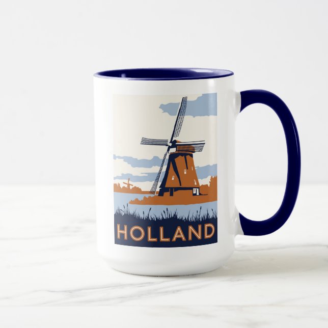 Caneca Poster de Holland do vintage (Direita)