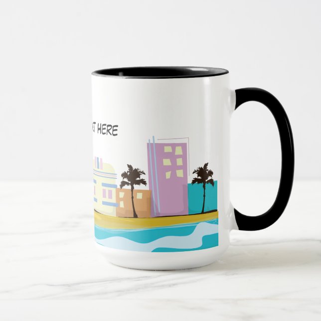Caneca Poster de Miami, nos anos 80 (Direita)