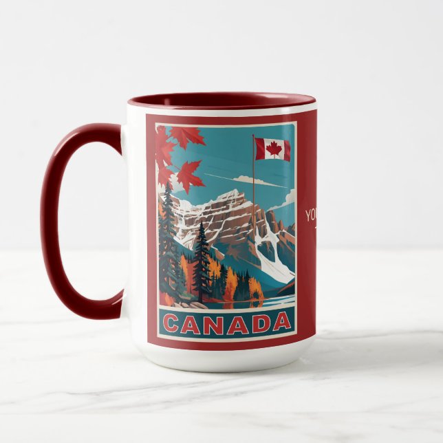 Caneca Poster de viagens Canadá de Texto Personalizado (Esquerda)