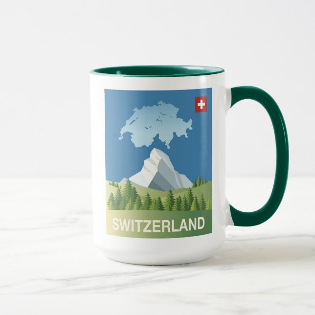 Caneca Poster de viagens da suiça (Direita)
