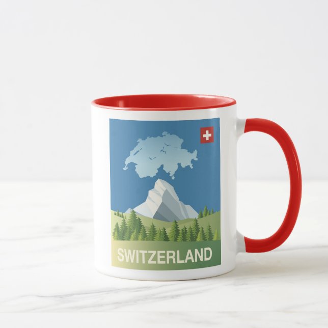 Caneca Poster de viagens da suiça (Direita)