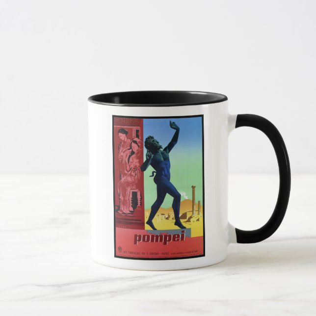 Caneca Poster de viagens do italiano de Pompeii do (Direita)