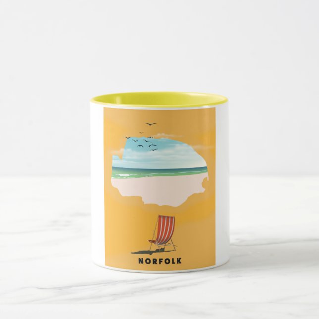 Caneca Poster de viagens ilustrado do Norfolk Map (Centro)
