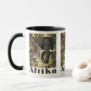 Caneca Poster de viagens Vintage Africa, Elefante African