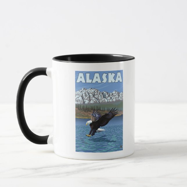 Caneca Poster de Viagens vintage de águia baleeira do Ala (Esquerda)