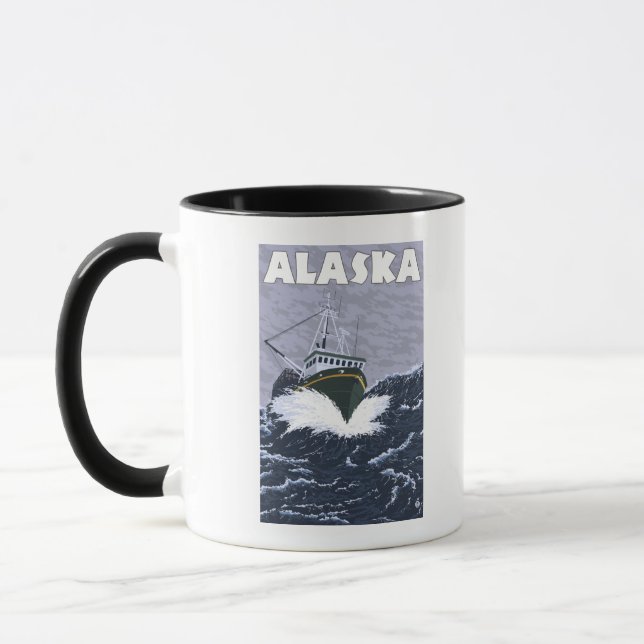 Caneca Poster de Viagens vintage do Alaska Crab (Esquerda)