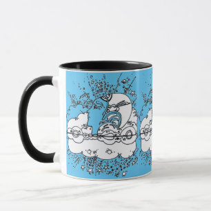 Caneca poster de Vintage Blue & White ilustration 60s