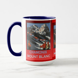 Caneca Poster do esqui do vintage, France, Chamonix, Mt