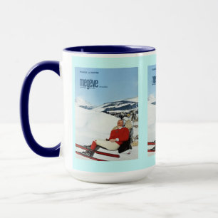 Caneca Poster do esqui do vintage, France, Sabóia, Megev