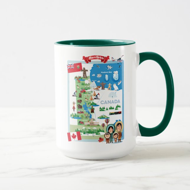 Caneca Poster dos desenhos animados de Manitoba Canadá (Direita)