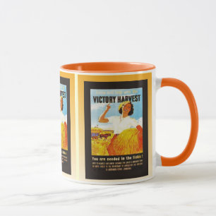 Caneca Poster vintage, colheita da vitória, segunda