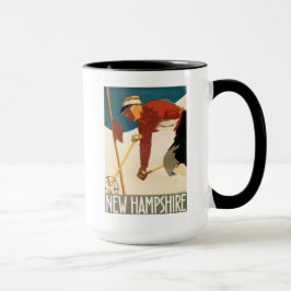 Caneca Poster vintage do esqui de New Hampshire
