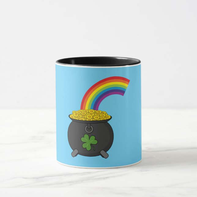 Caneca Pote de Cartoon Dourado do Arco-Íris (Centro)