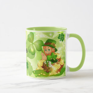 Caneca Pote do dia de Patrick do café Dourado Leprechaun