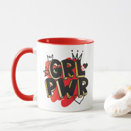 Caneca POTÊNCIA, Coroa e Corações, Vermelho e Dourado