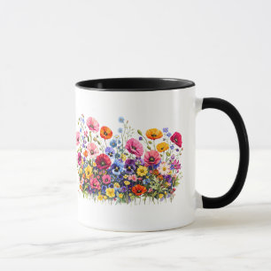 Caneca Prado de flores silvestres com florações naturais 