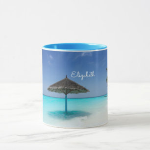 Caneca Praia Cênica Tropical com o Guarda-chuvas Atingido