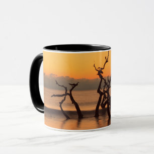 Caneca Praia de Driftwood em Sunrise na Ilha de Jekyll Ge
