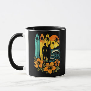 Caneca Praia de Surf Retrô Pôr do Sol Tropical