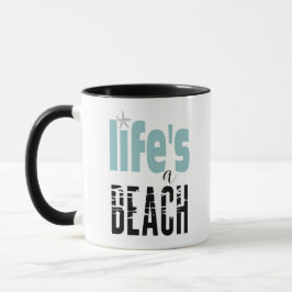 Caneca Praia dizendo que a vida é uma praia