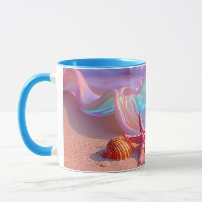 Caneca Praia dos Sonhos Fantasia Com Estrela-do-Mar Rosa  (Esquerda)
