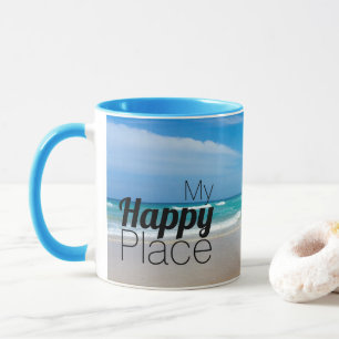 Caneca Praia Inspiracional Bonita Abre Meu Lugar Feliz
