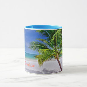 Caneca Praia Tropical de Palm Tree Perfeita